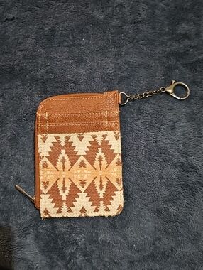 Wrangler Brown and Beige Aztec Card Holder Keychain Wallet